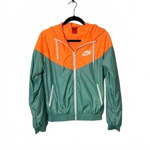 Nike Colorblock Windbreaker Jacket Orange Teal M